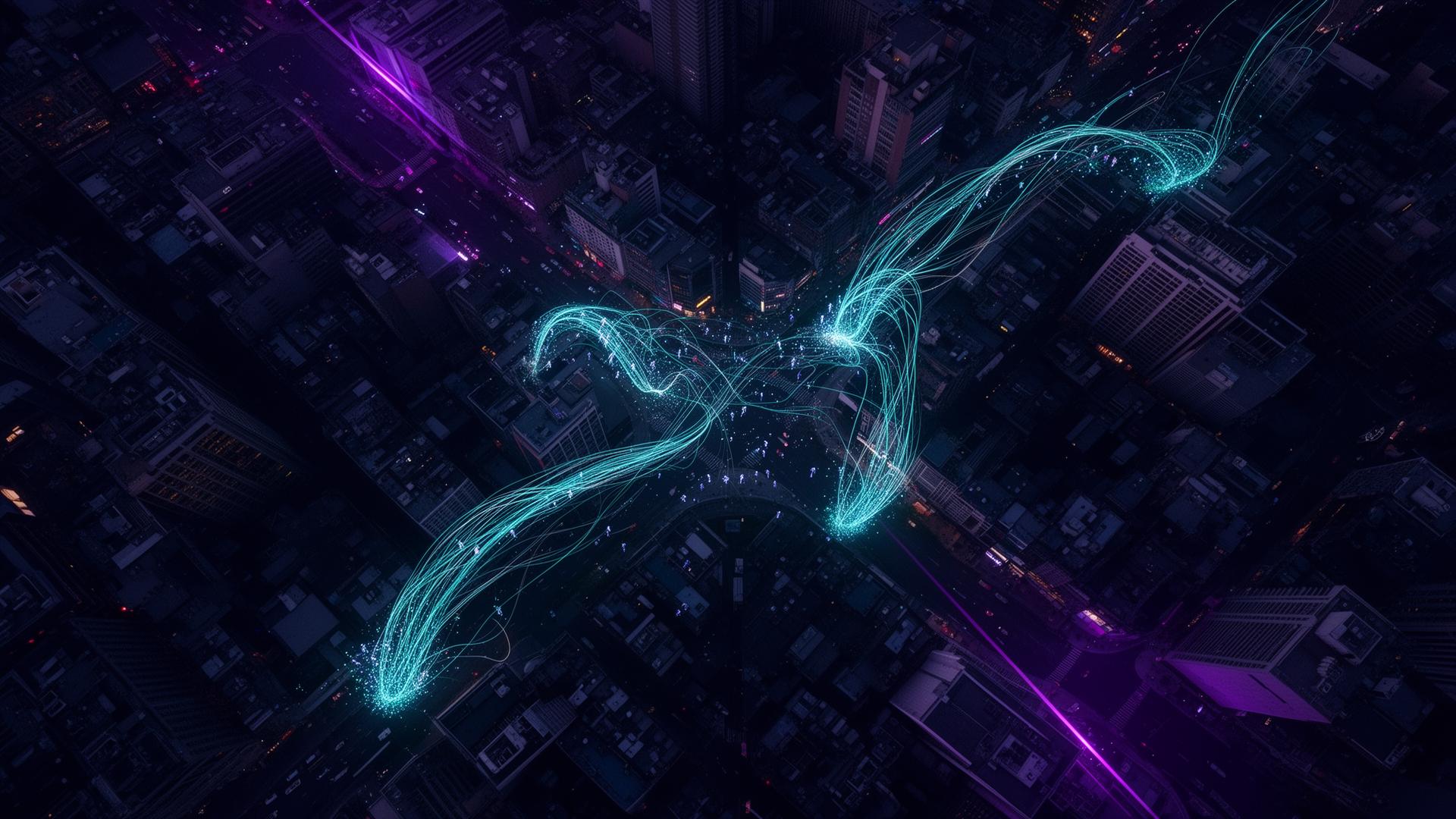 Vue aérienne du réseau de marcheurs